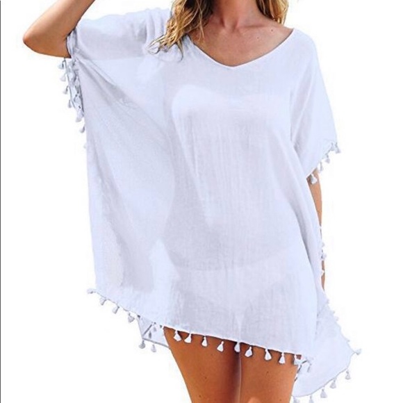 New! White Tassel Swimsuit Cover-Up - Picture 2 of 4